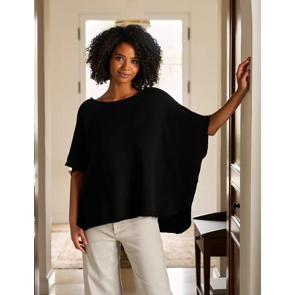 Frank & Eileen OLIVE Original Capelet Black Raw Hem One size‎ top